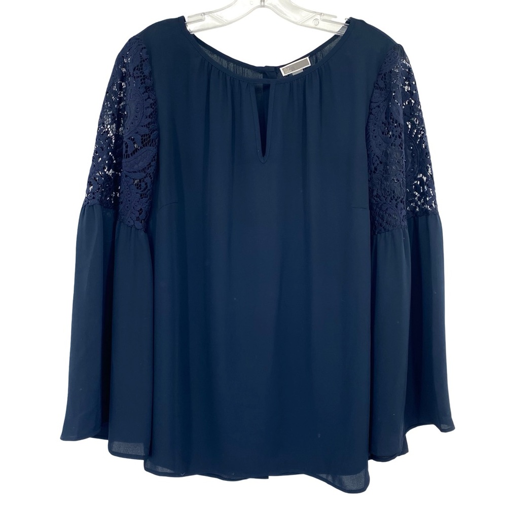 Chelsea28 Nordstrom Bell Sleeve Blouse Top Navy Blue